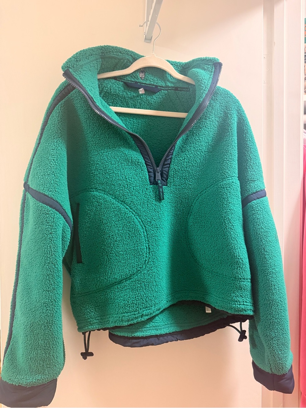 Free People Teal Green Sherpa Half-Zip Pullover